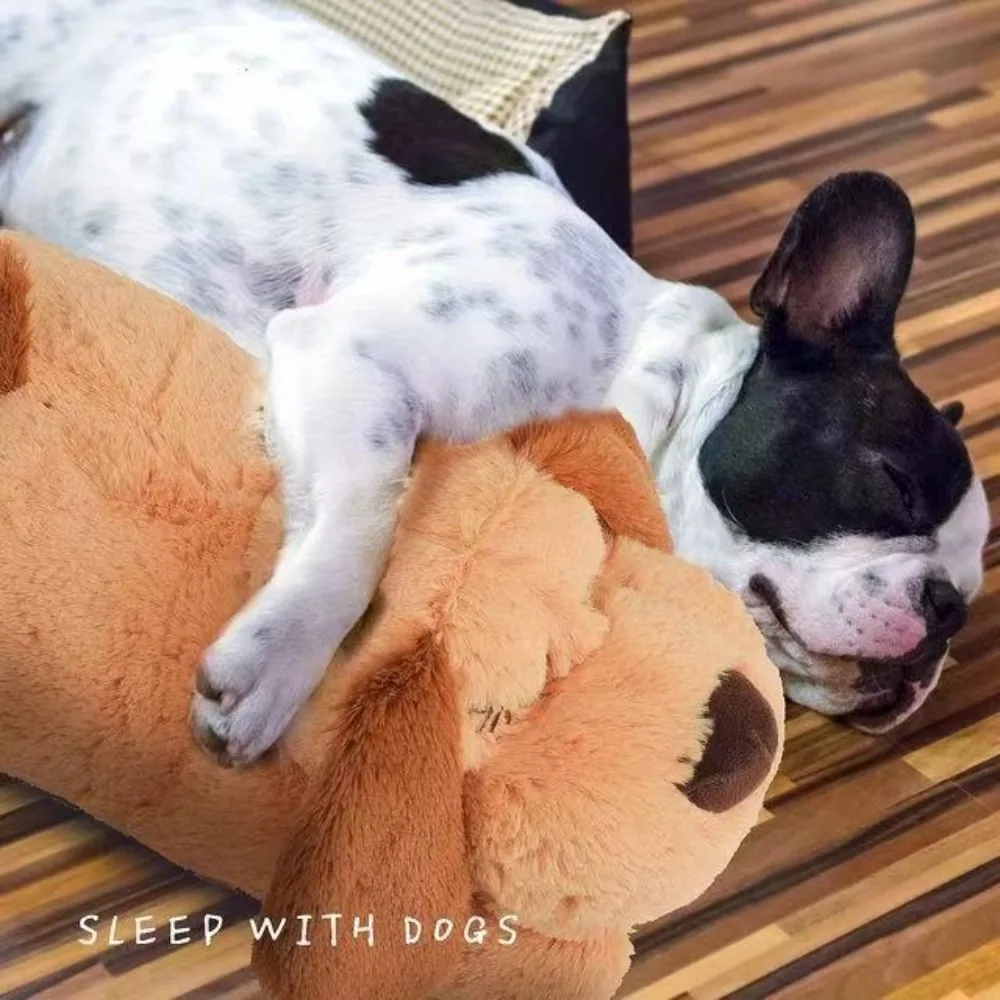 Sleep Aid Dog Heartbeat Anxiety Relief Stuffed Animal Lying Dog Fidget Behavioral Training Soft Puppy Doll Birthday Gift