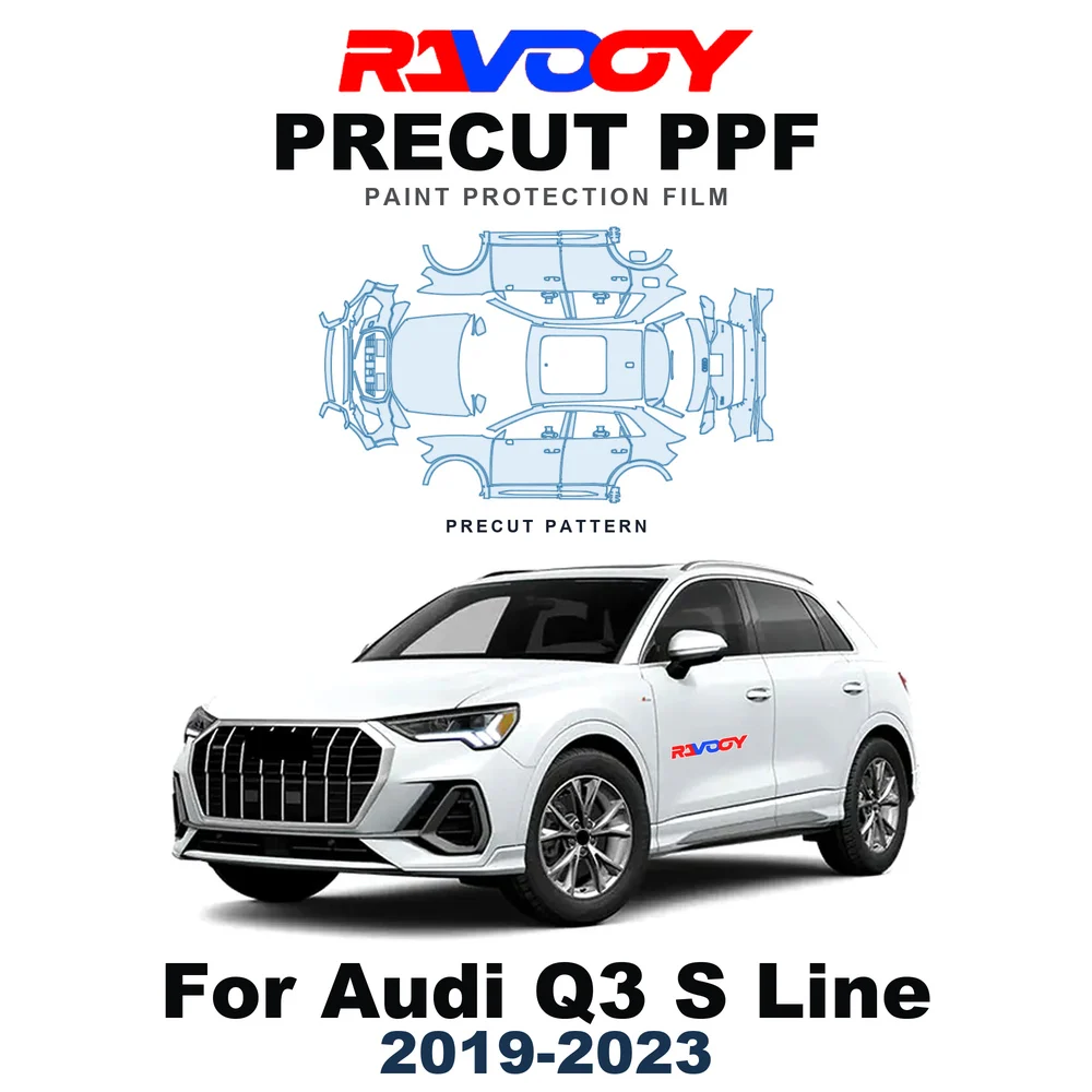 Precut PPF For Audi Q3 S Line 2019-2023 8.5mil TPU Paint Protection Film Hood Bonnet Bumper Headlight Self-Healing Clear Kit