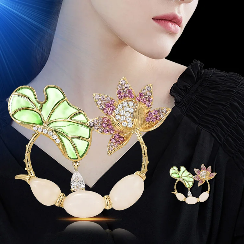 Donia Schmuck Mode Lotus Titan Stahl mikro-eingelegt aaa Zirkon Silber Nadel Luxus Retro Blumen brosche