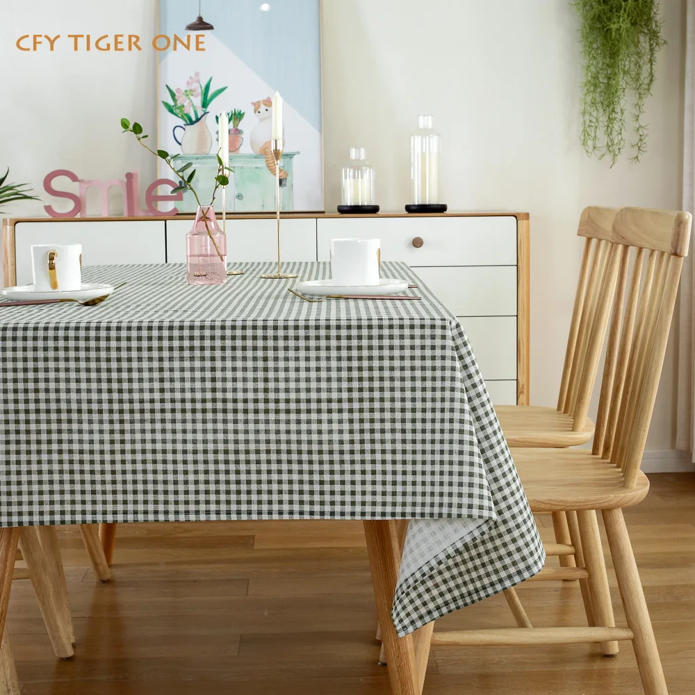 

American Small Plaid Tablecloth Antifouling Rectangular Tablecloth Washable and Oil Resistant Coffee Table Mat Table Cover