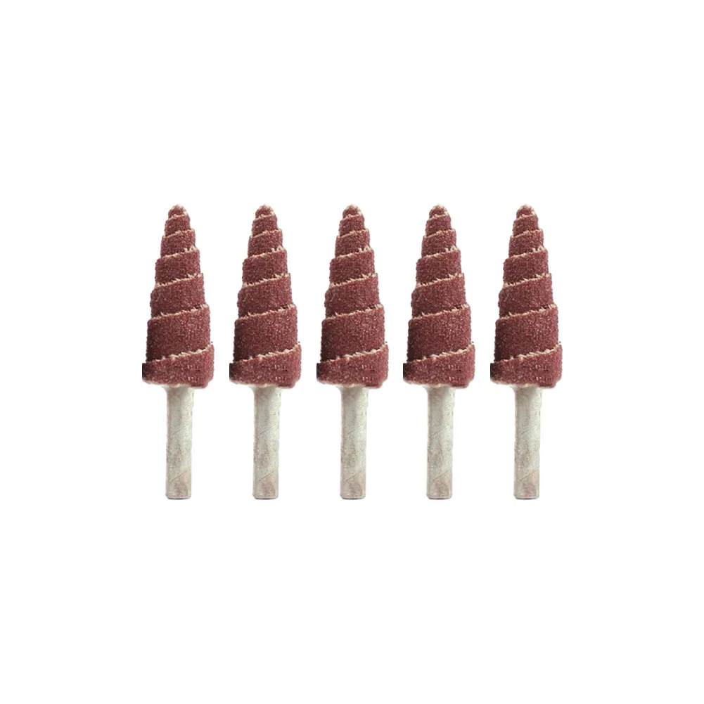 

5pcs 6mm Shank 80Grit Tapered Cone Sandpaper Grinding Sanding Head For Grinding Polishing Tools Accessories 16mm/20mm/25mm/30mm