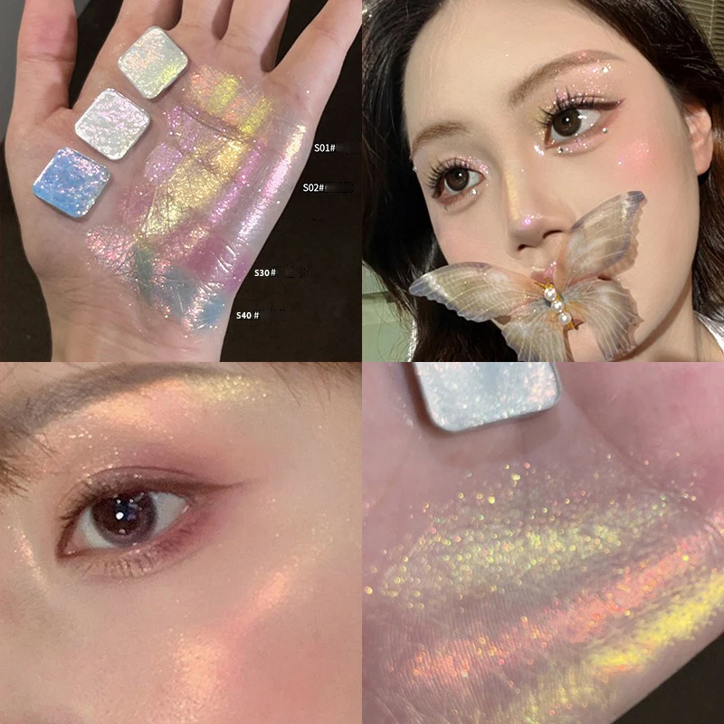 Diamond Chameleon Highlighter Contouring Palette Pearl Flash Discoloration Highgloss Sequin Sparkling Gradient Eye Shadow Makeup