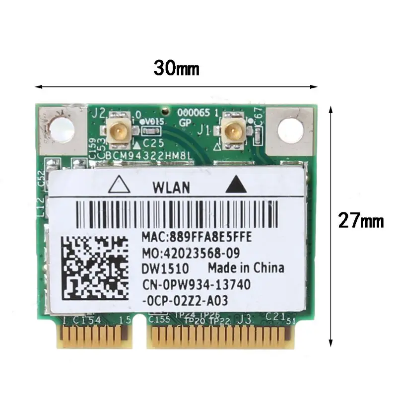 

BCM94322HM8L BCM94322 Двухдиапазонный адаптер беспроводной карты 300 Мбит/с 802.11a DW1510 Mini PCIE WiFi для прямой ОС