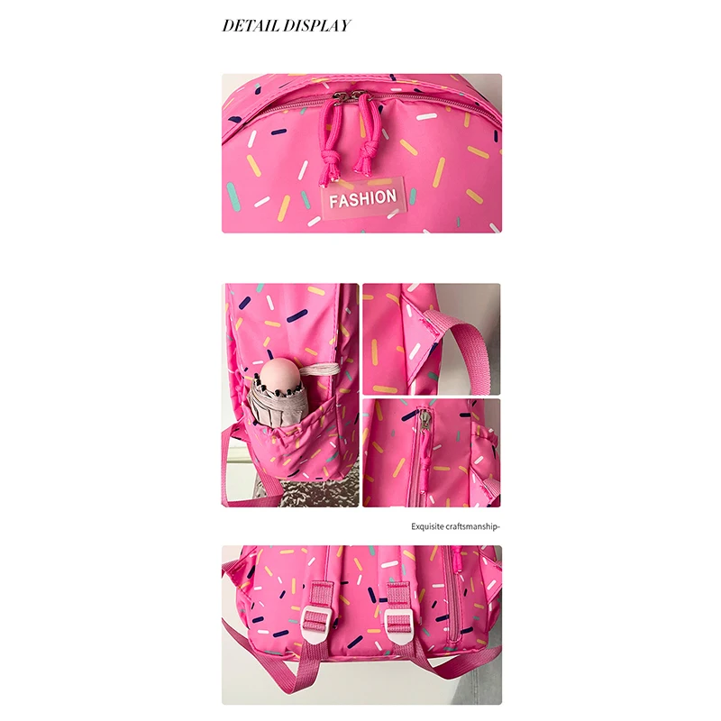 Schülerrucksack, Ice Cream Korean Teenage Girls Sweet Cute Schultasche, leichte, geräumige College-Tasche, Tagesrucksack mit großem Fassungsvermögen – Detail 3