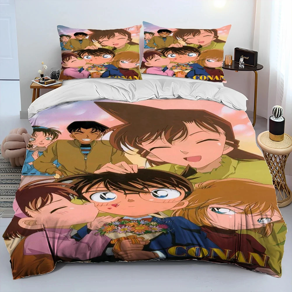 Imagem -05 - Anime Detective Conan Cartoon Bedding Grupo Capa de Edredão Cama Grupo Quilt Cover Fronha Consolador King Queen Size Boys Adulto