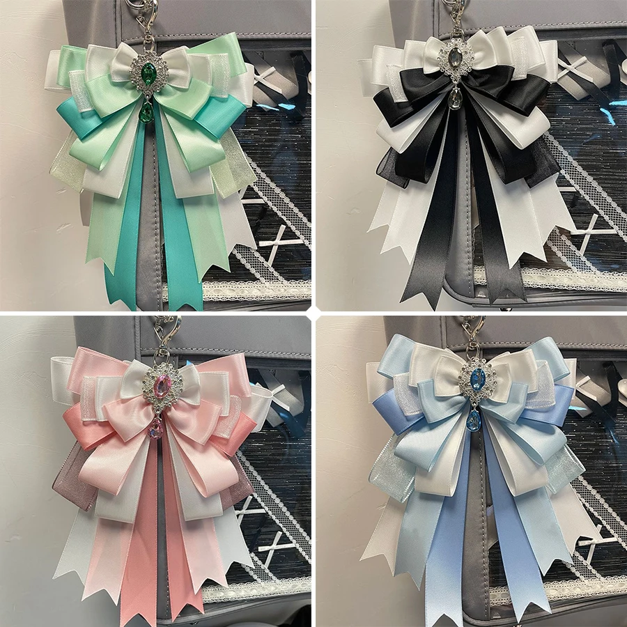 Handmade Bow Keychain Bag Charm, Multi‑layer Bow Bag Pendant, Ornament Accessory for Handbags, Trendy Bag Hanging Decoration, Gift Item for Teenage Girls