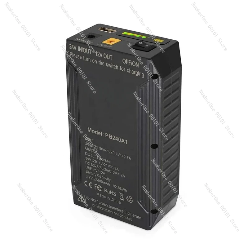 24V Lithium ion Battery Rechargeable 25.9V 3200mAh 82.88Wh Li-ion Batterieswith DC 24V/12V and 5V Output