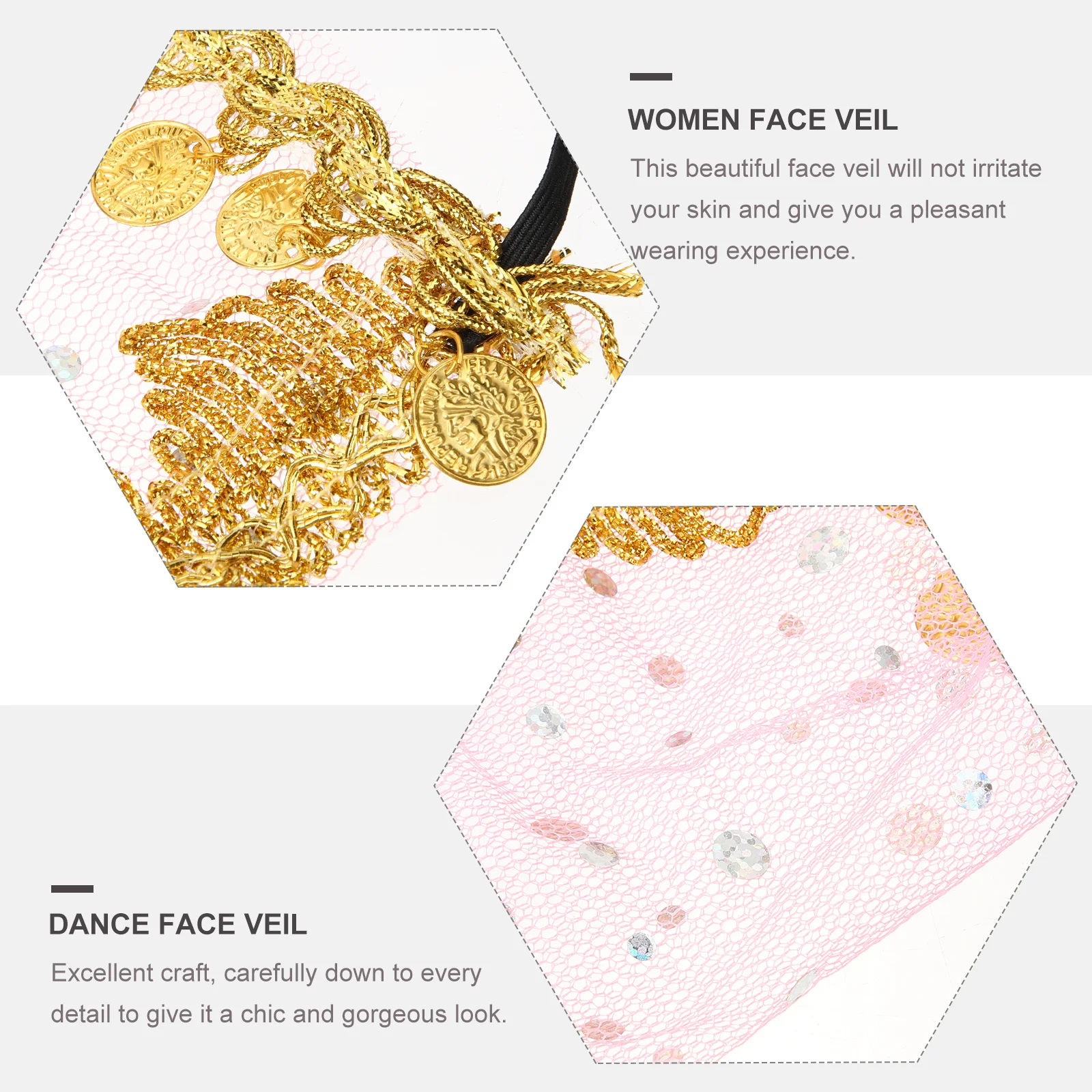 Buiksluier met pailletten verfraaid pure mesh, perfect voor toneelvoorstellingen, cosplay buikdanseres outfitaccessoire