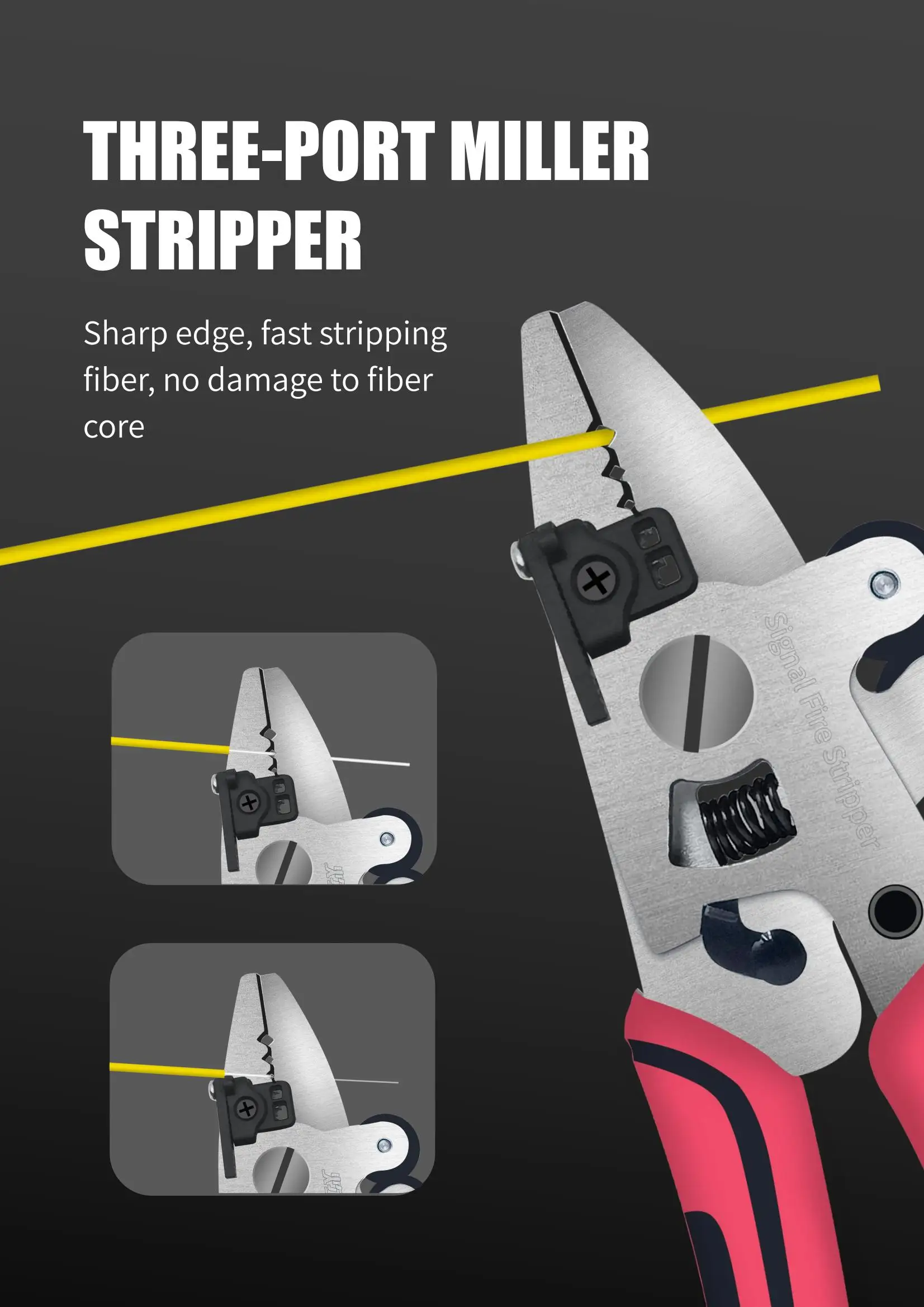 Imagem -02 - Sinal Fire Stripper de Fibra Óptica Ferramentas Multifuntion com Miller Clamp Wire Stripping Alicate Tesoura Ftth Zsq08 em 1