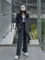 2026 Fashion England Style Blazer Set Women New Business Two-piece Suit Ladies Korean High Waist Wide-leg Pants and Jacket