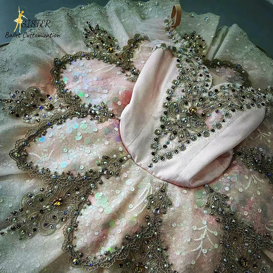 2023 Fairy doll variation tutu tailored high-end adult children professional pink performance competition dress girls show plate