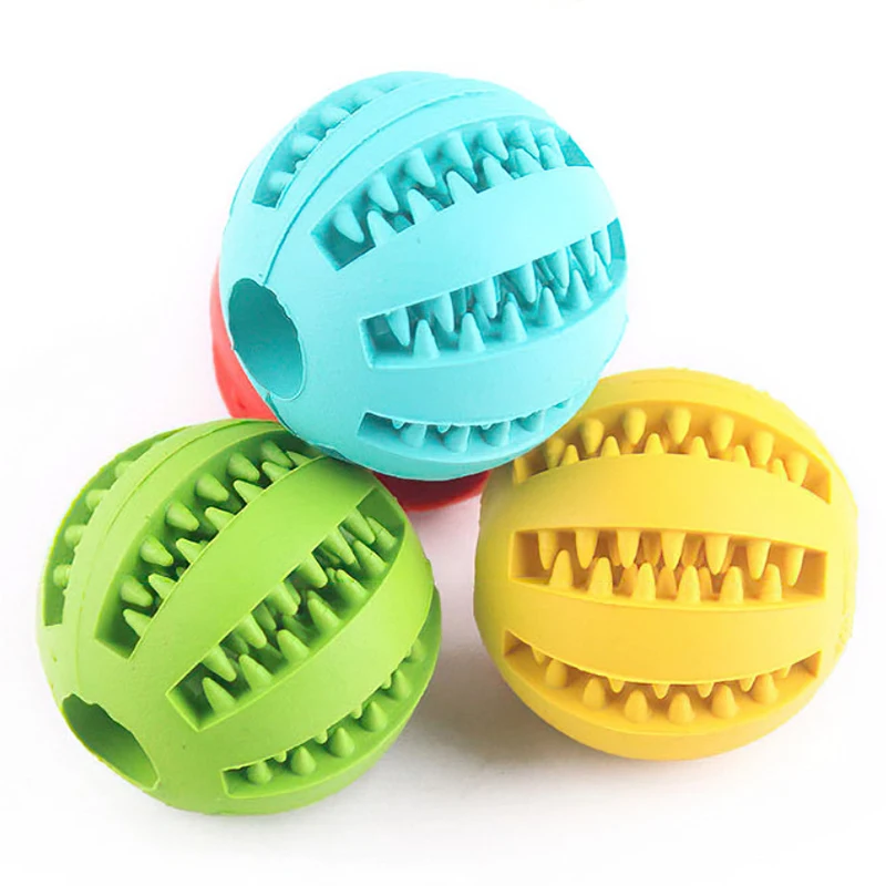 Dog Toy Ball Nontoxic Bite Resistant Toy Ball for Pet Dogs Puppy Cat Dog Pet Food Treat Feeder Chew Tooth Cleaning Ball