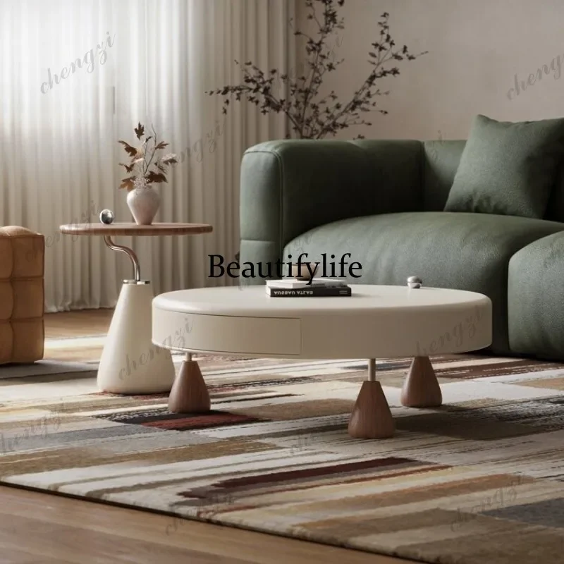 B178 Cream wind round coffee table combination designer creative small apartment living room paint advanced sense