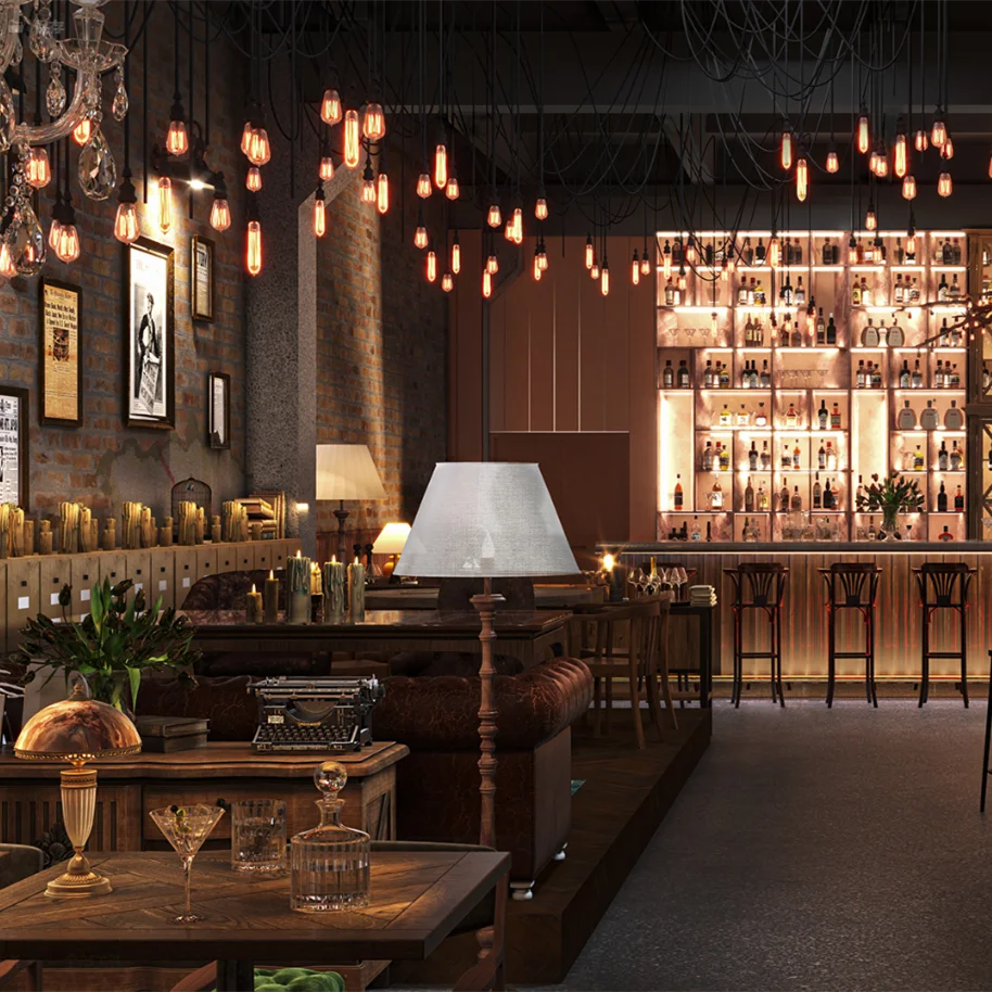 

High Quality Restaurant Display Furniture Design Custom Restaurant Bar Wooden Counter Hotel Dining Table Set