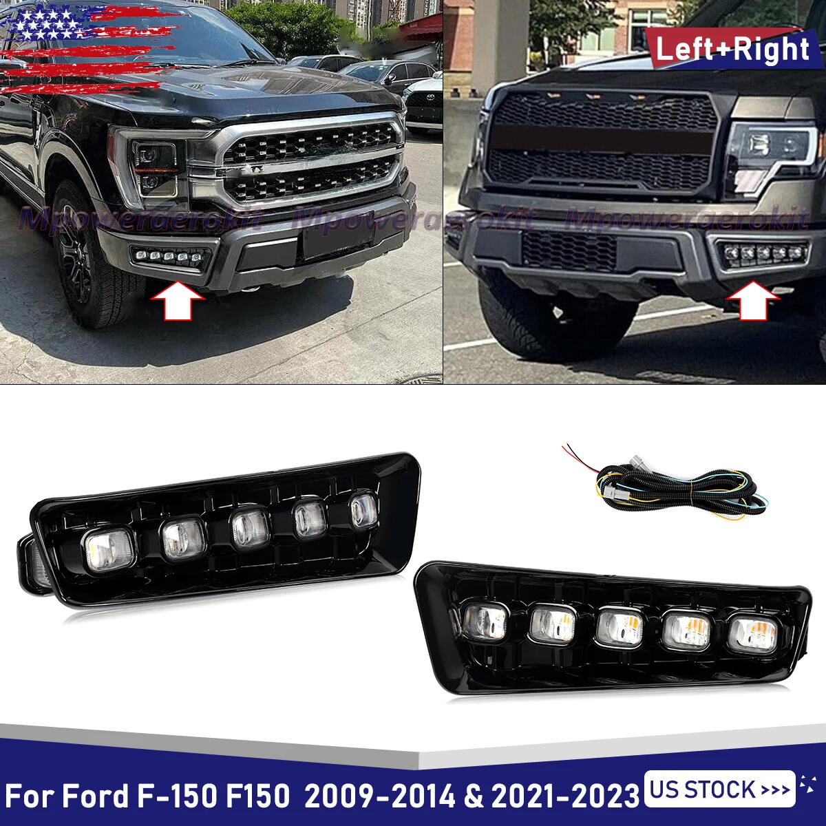 MAGICKIT Fog Lights For Ford F-150 F150 2009-2014/2021-2023 Model Black Clear LED Car Accessories tools