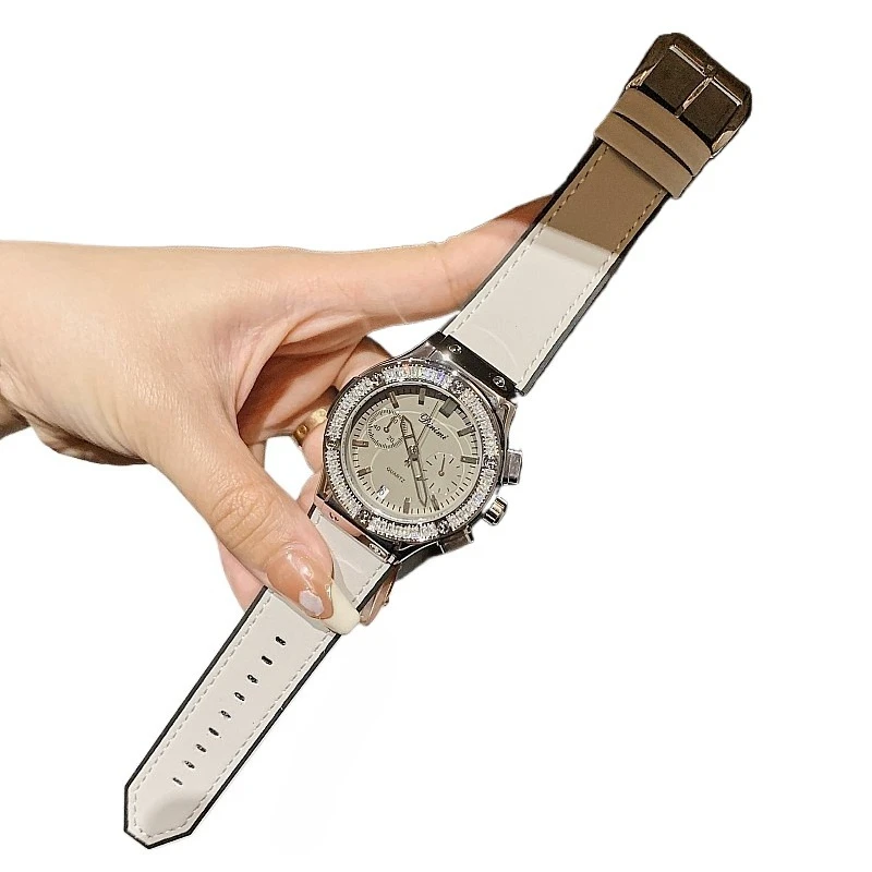 

Нейтральные часы, темперамент, властный женский ремень с большим циферблатом, многофункциональные женские часы с хронографом