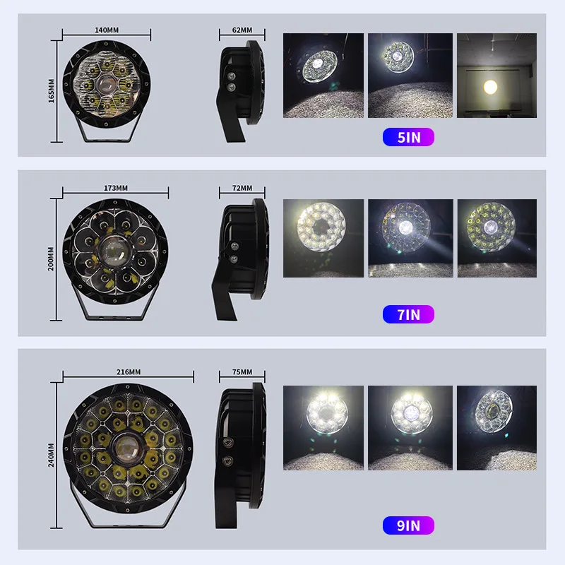 5/7/9 Inch Led Spotlights Search Light Work Driving Lamp for Off Road Boat Truck Car Accessories 4X4 6000K Atv Suv