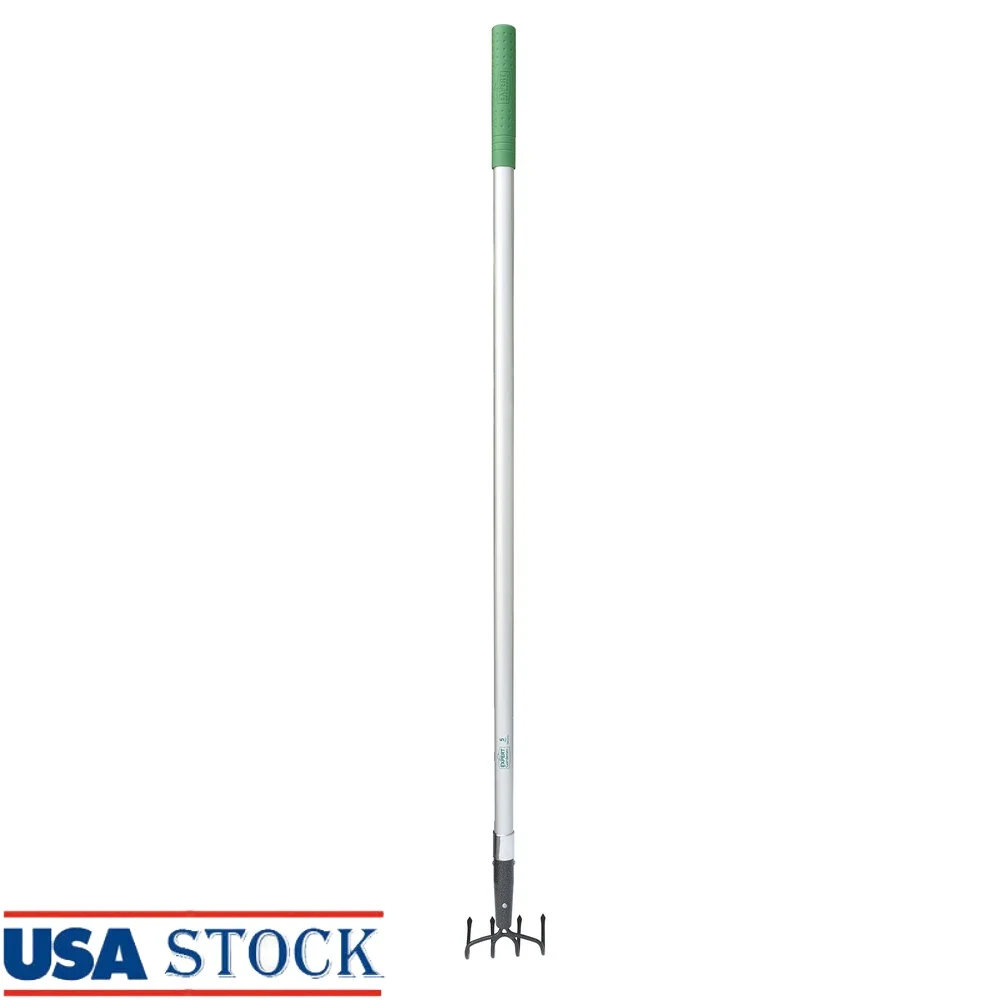 

Durable Fiberglass Long Handle 4-Tine Cultivator with Comfort Grip Soil Aeration Weeding Gardening Tool Heavy Duty Carbon Steel