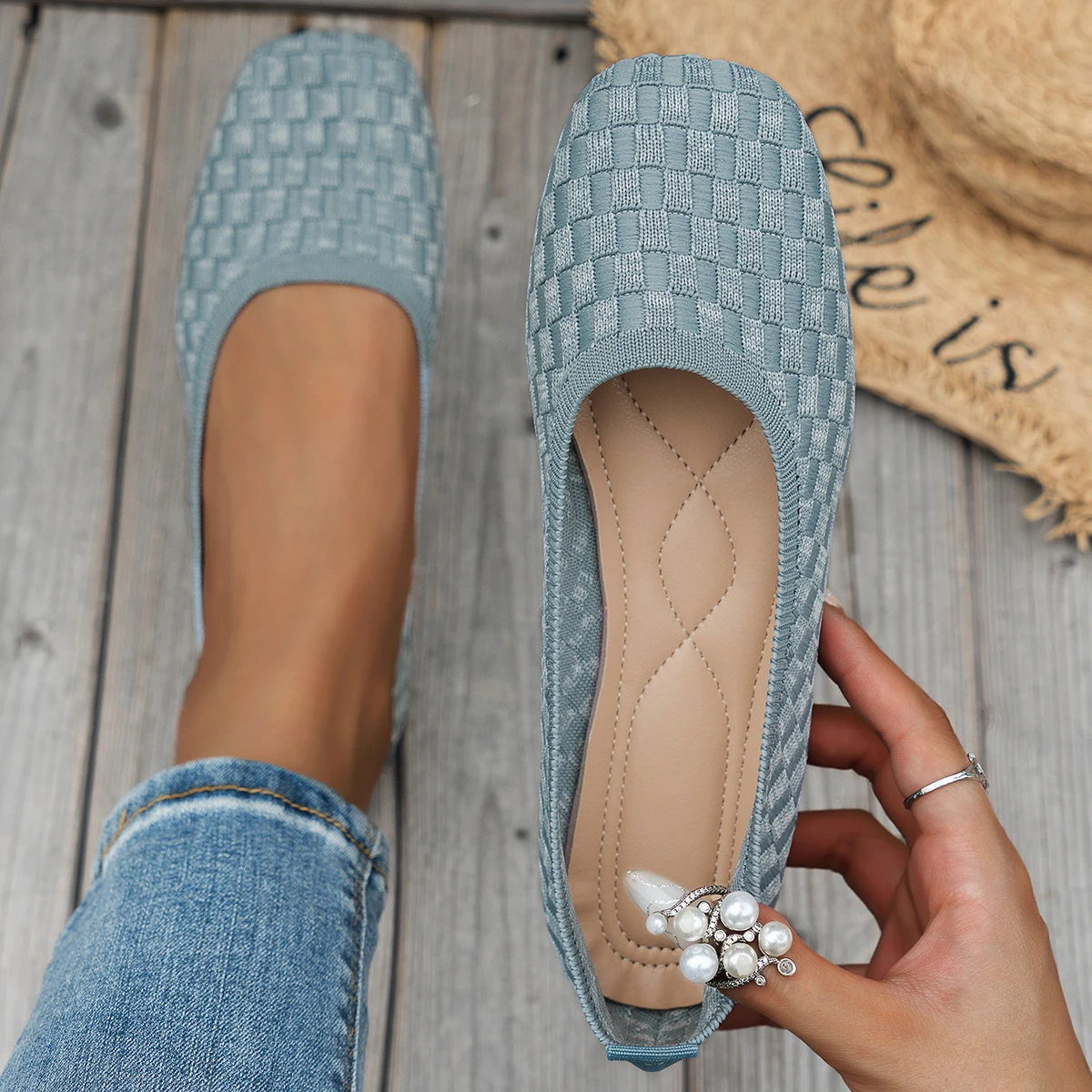 

New Women Flats Slip on Loafers Foldable Flats shoe Square Toe Single Shoes Hollow Out Fashion Party Casual Fashion Women Shoes