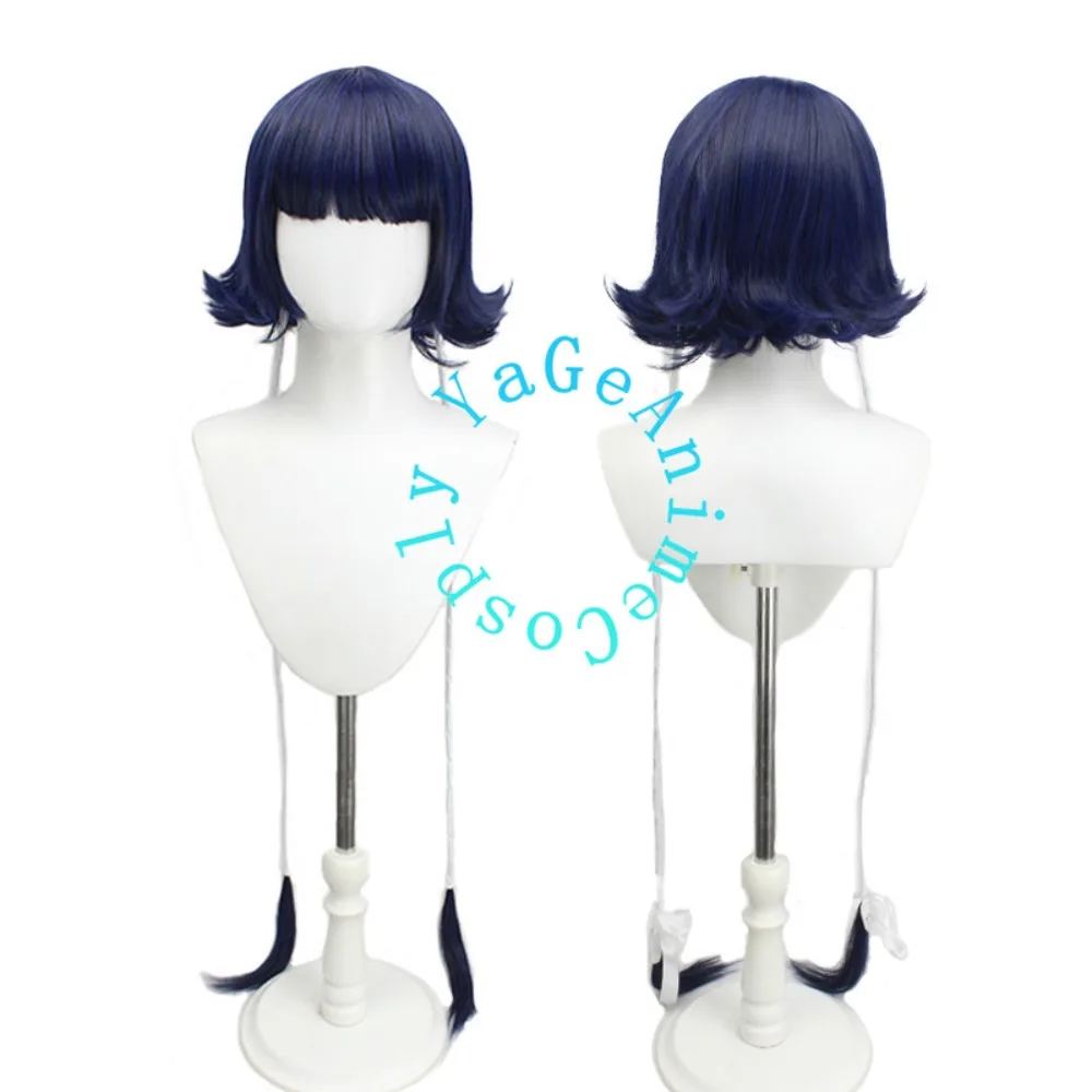 Anime Soi Fon Cosplay Wig Black Flipped Twin Tails Styled Hair for Halloween Anime Convention Costume Party and Photo Shoot