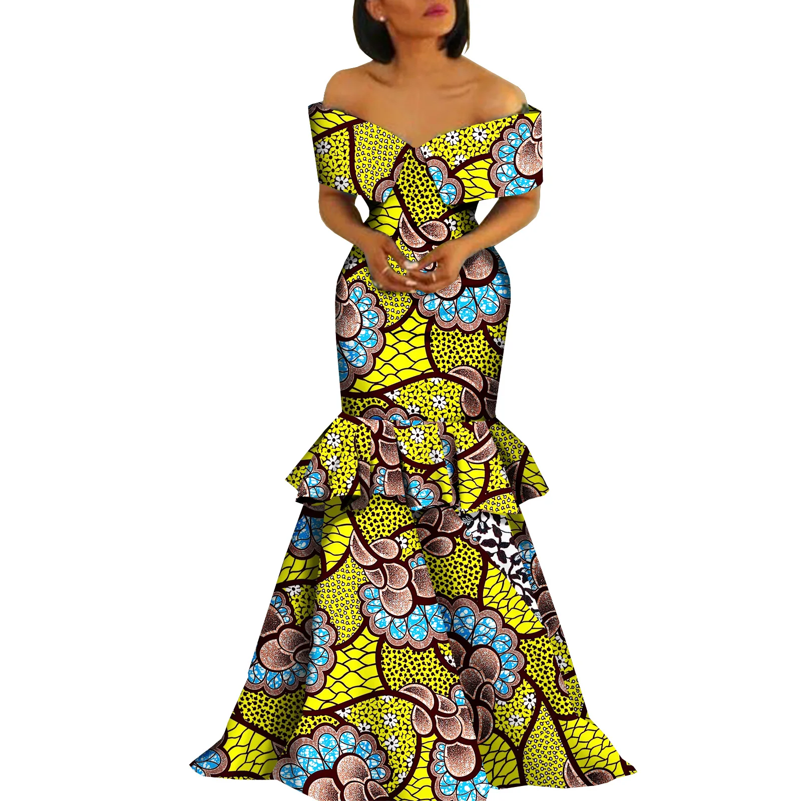 

African Wax Print Dress for Women Party Wedding Dress Elegant African Clothes Women Dashiki