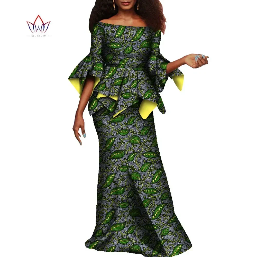 African Clothes for Women 2 Pieces Sets Tops and Skirts Matching Sets Wedding Party Dresses Ankara Outfits Gown WY8699