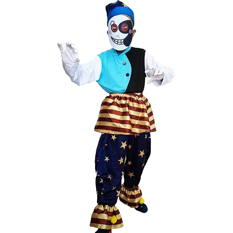 Coslan FNAF Sundrop Moondrop Costume Kids Sundrop Moondrop Costume Sun Moon Clown Cosplay Outfit Halloween Costume Child