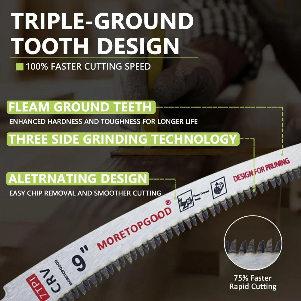 5Pcs 9 inch Arc Edge Reciprocating Saw Blades with Storage Box, 7TPI Japanese Curved Teeth Wood Cutting Tree Pruning Blades