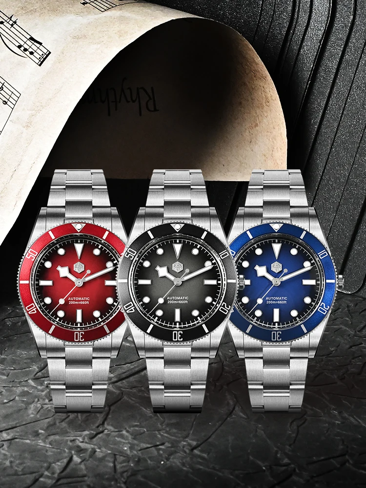 San Martin 37mm BB54 Retro 28800BPH Automatic Mechanical Luxury Sapphire Crystal 20Bar Men Watches SN0138GB