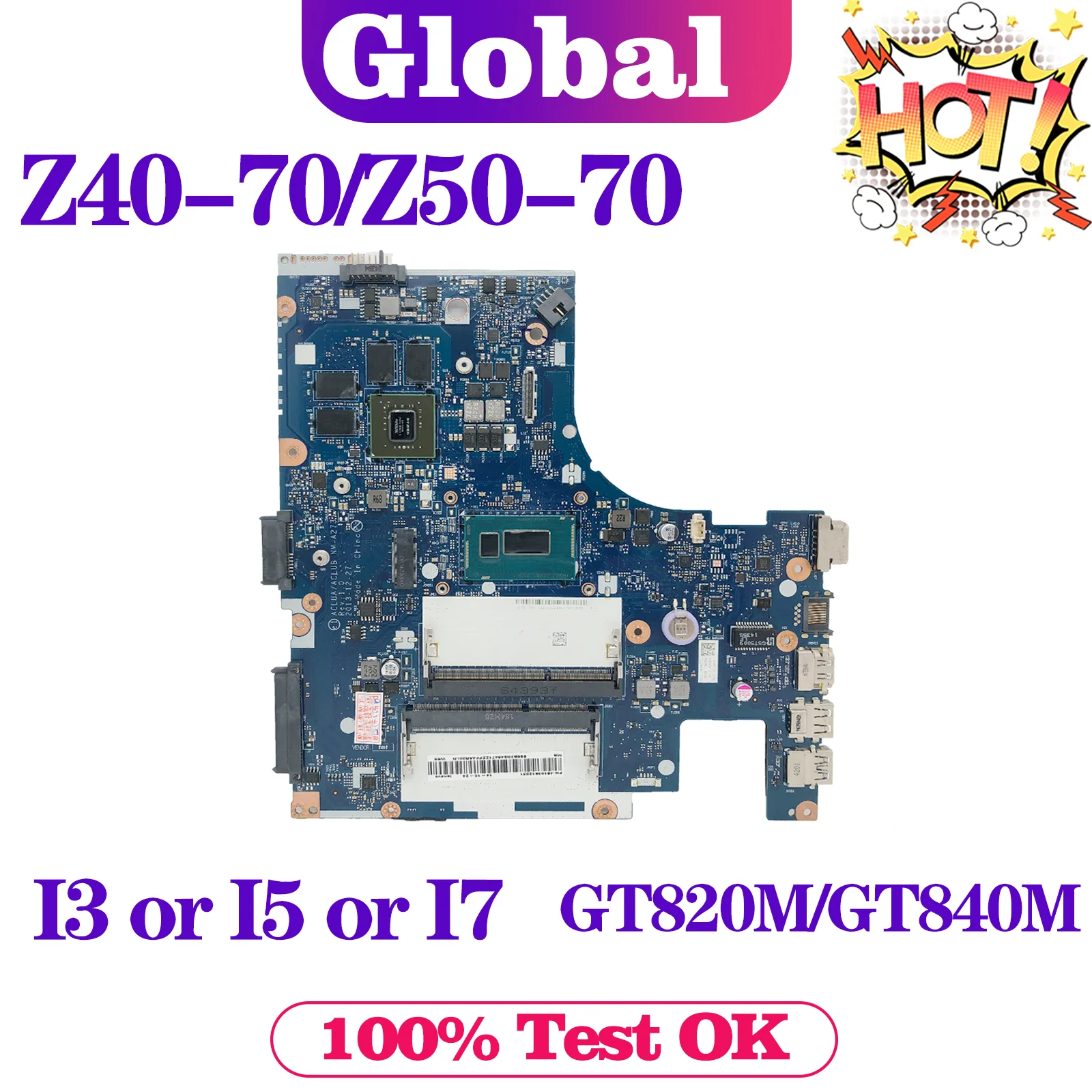 

KEFU NM-A273 Mainboard For Lenovo Z40-70 Z40-70M Z50-70 G50-70M G50-70 Laptop Motherboard I3 I5 I7 4th Gen GT840M GT820M DDR3L