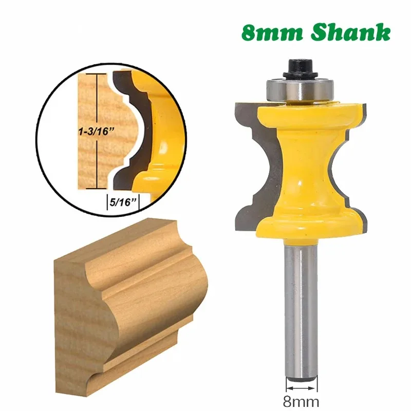 1PC 8mm Concave Radius Milling Cutters Convex Column Line knife Molding Router Bit Tenon Cutter for Woodworking MC02035