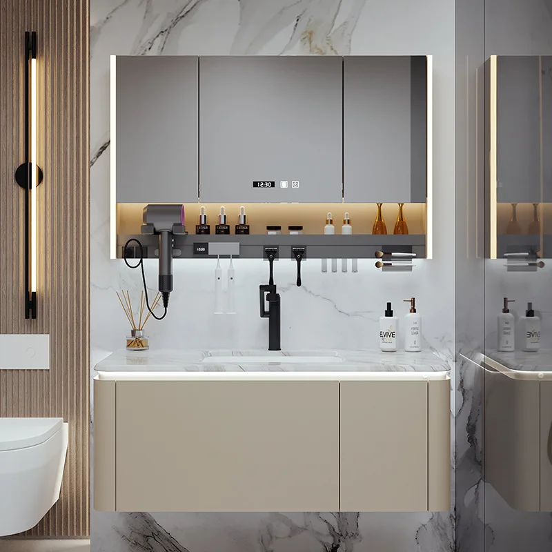 

Комбинированные шкафы для ванной комнаты с умывальником, высококачественные дугообразные шкафы для ванной комнаты из натурального мрамора, мебель для мытья лица Kast JT40B