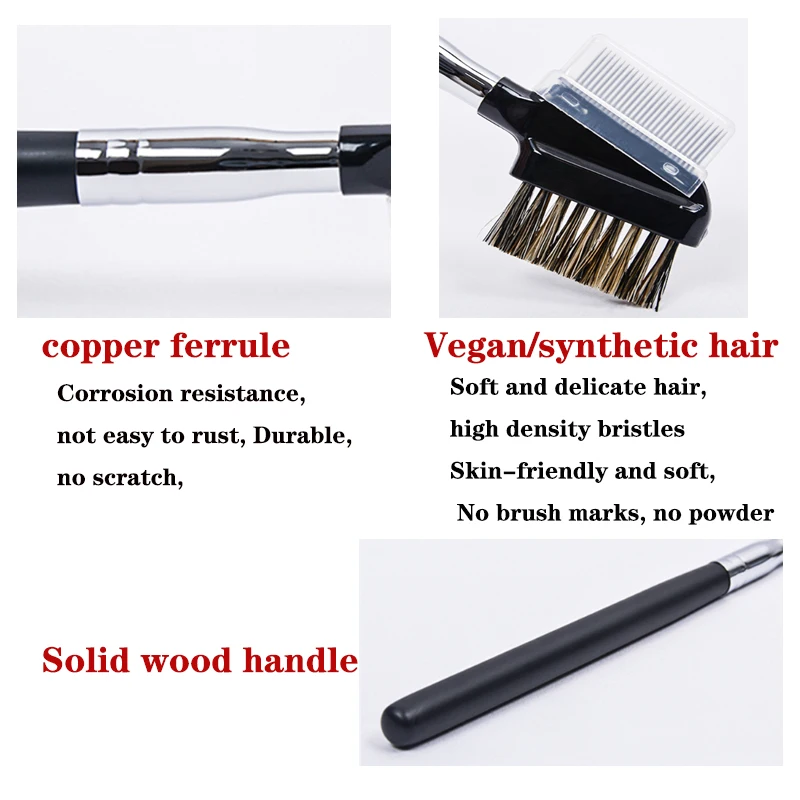 Multifunctional Makeup Brush Eyelash Eyebrow Brush Double Head Wood Handle Extension Metal Steel Make Up Comb Cosmetic Tools