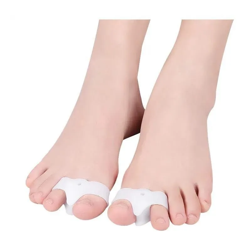 2pcs=1pair Silicone Two Protector Bunion Toe Gel Hole Finger Separator Foot Orthopedic Hallux Valgus Guard Straightener Pedicure