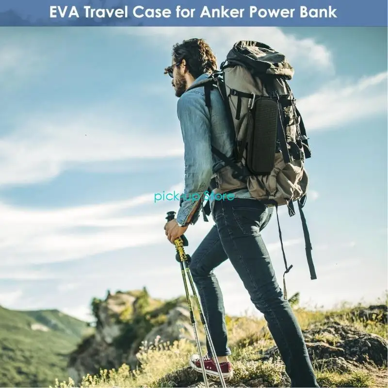 Q5WA Shockproof Storage Carry Case with Mesh Pocket Splashproof Storage Bag for Power 20000mAh EVA Hard Box