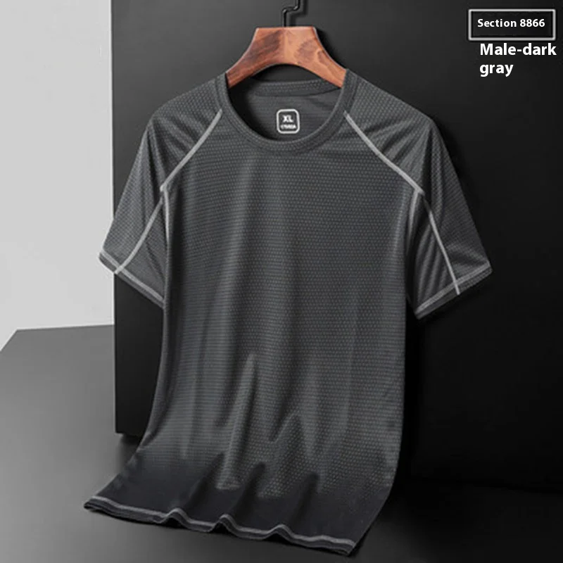 Short-Sleeved T-Shirt Men Summer Quick-Drying Short-Sleeved Mesh Sports Casual Women Short-Sleeved T-Shirt Large Size Leisure