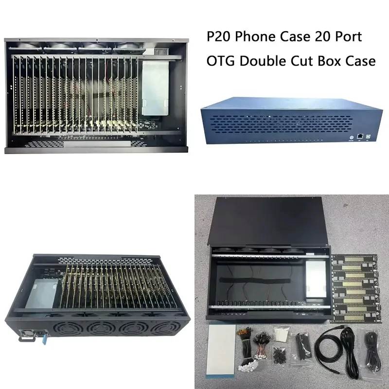 P30 Box Case HUB WiFi OTG Dual Cut Phone Case with Built-in Fans 20 Port Shell Motherboard Complete Set 110-240V Power Supply