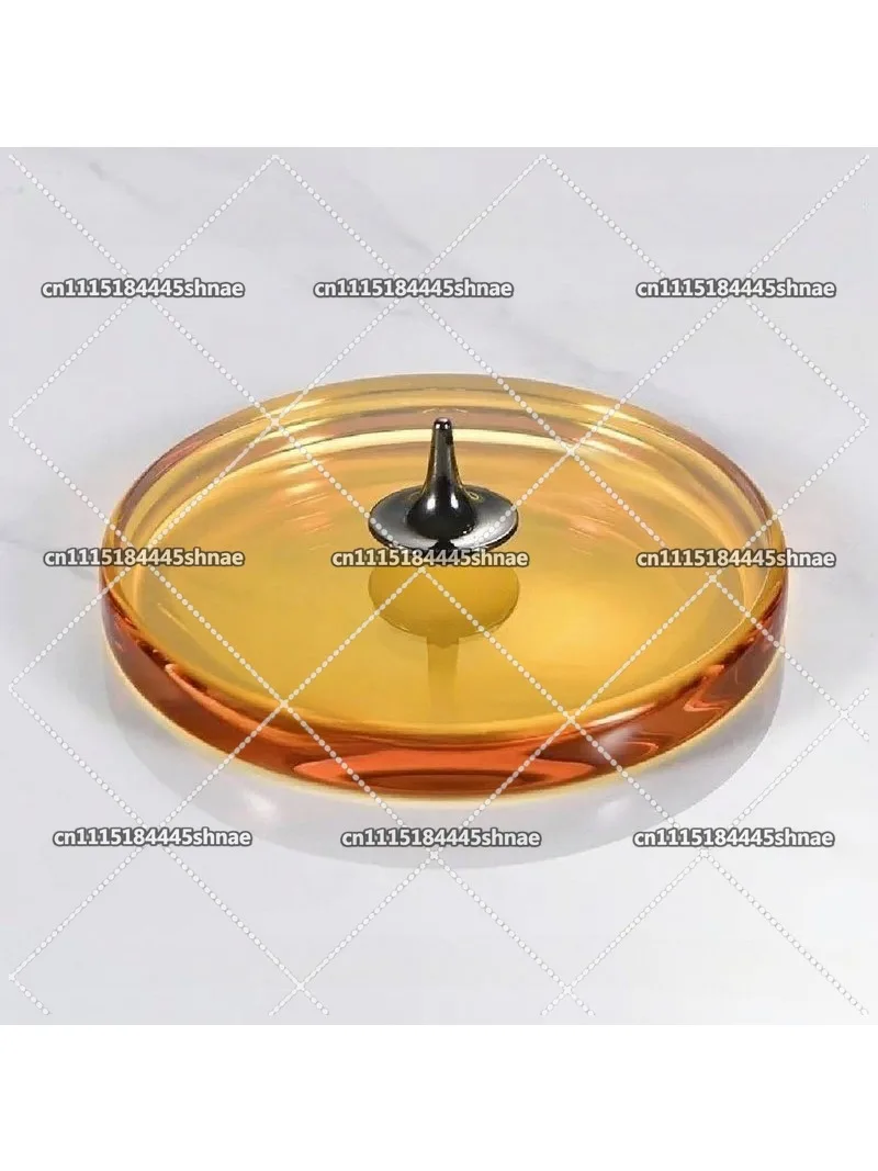 Crystal Spinning Top Tray, Glossy Smooth Tray, Double-sided Concave, Hand-twisted Spinning Top Display Stand with K9 Base