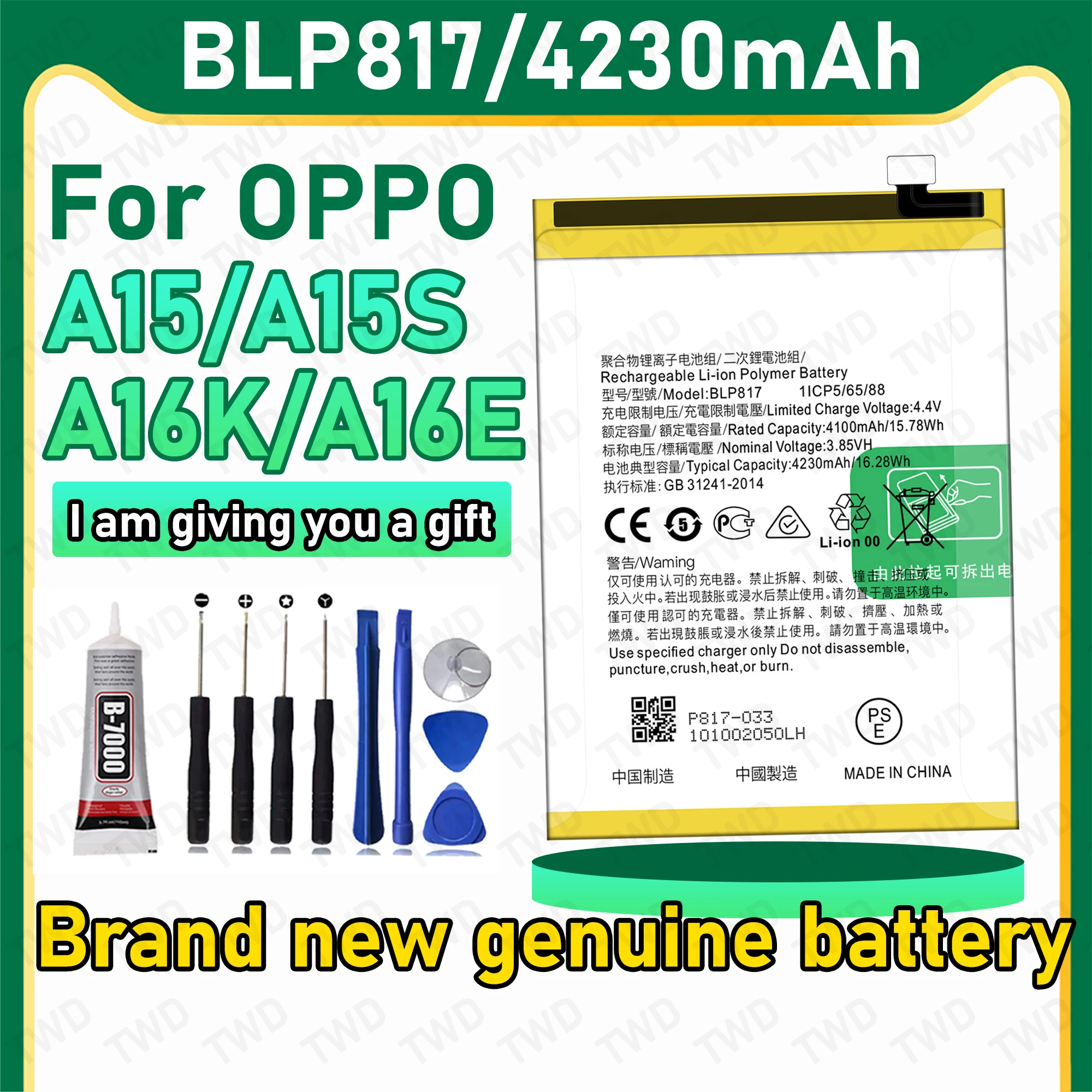 

BLP817 Large capacity Battery For OPPO A15/A15S/A16K/A16E Batteries New High Quanlity+Free Tools