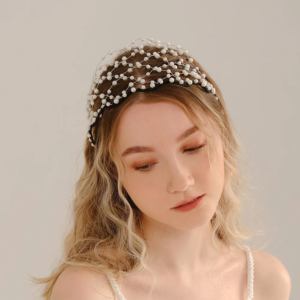 

Delicate Pearl Headband Elegant Wedding Bridal Hairband Lightweight Tiara Decorative Bride Headpiece Pearl Headpiece