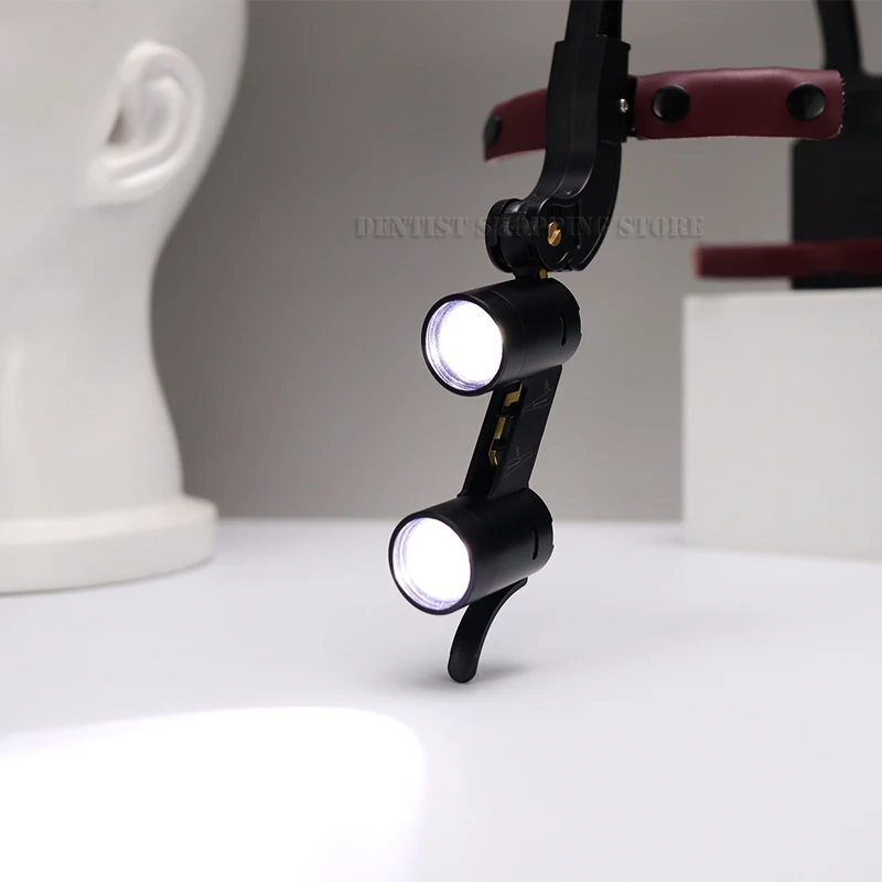 Dental HD Binocular Loupes With Anti-Blue Light 2.5X 3.5X LED Dual-Head Lighting Medical Tool Dentist Surgical Magnifying Glass