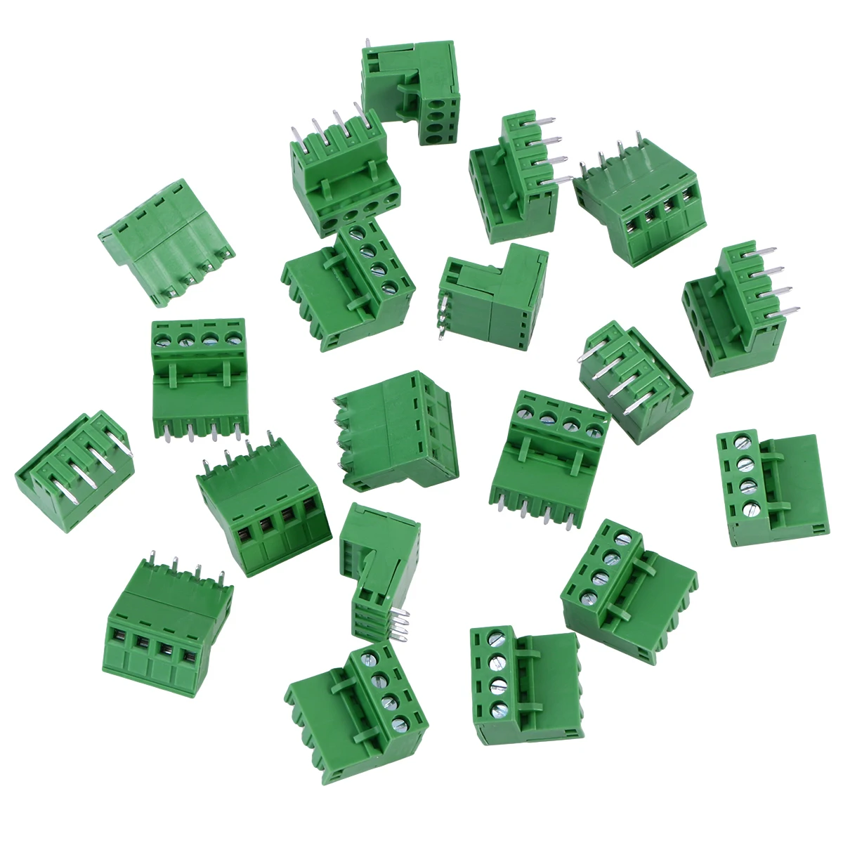 

20pcs Green 4 5.08mm Pitch Screw Terminal Block Connector for PCB Pcb Connector Easy Assembly Pcb Mount Electrical Equipment