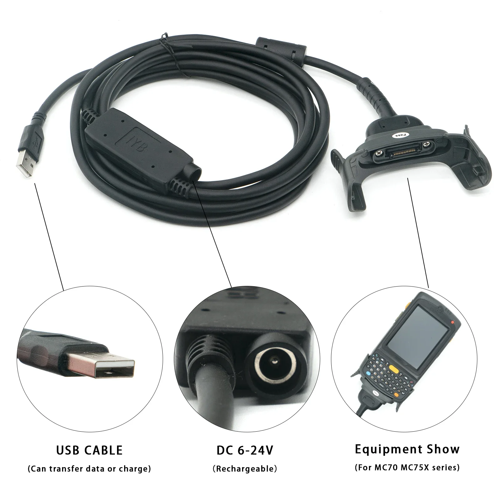 

USB Comm with Power Supply (25-102775-02R) for Motorola Symbol MC70 MC75A0-H MC75A0 MC75A6 MC75A8