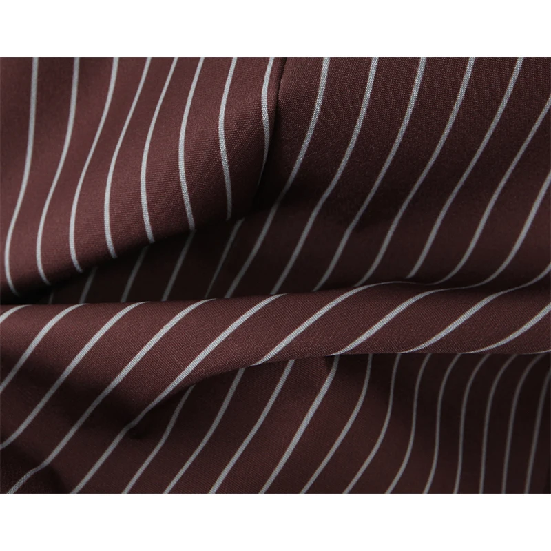 مزاجه البني مخطط تنوعا السترة للنساء طويلة الأكمام واحدة الصدر فضفاضة دعوى سترة الإناث معطف ربيع الخريف