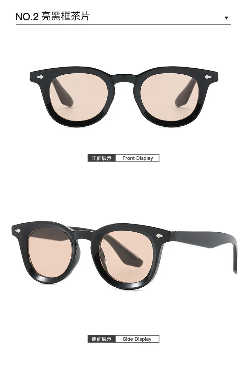 Retro Runde Männer Sonnenbrille Mode Klare Ozean Objektiv Shades UV400 Frauen Trend Nieten Gläser – Detail 9
