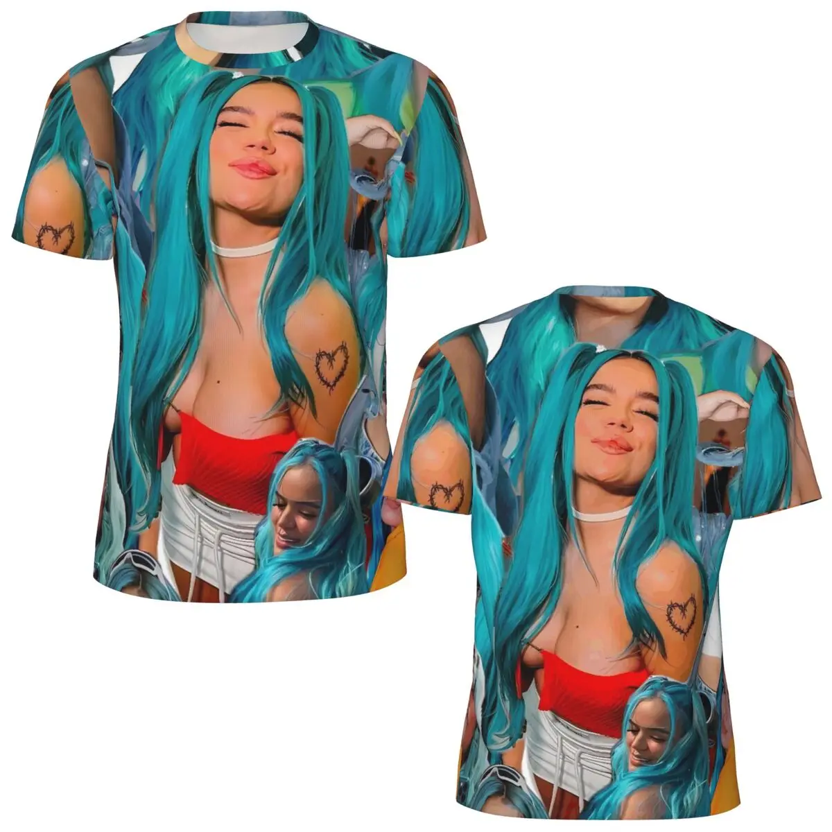 K-Karol G Blue Hair Aesthetic Collage Sportswear T Shirt Summer Y2K Casual T Shirts Popular Tee Shirt For Men Top Tees Plus Size