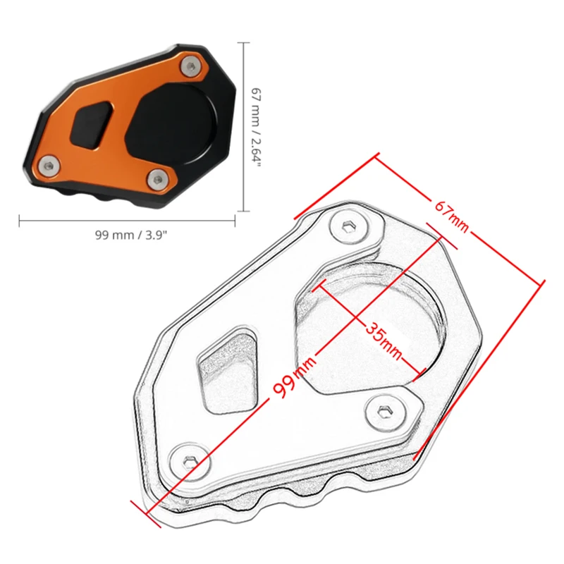 แผ่นรองขาตั้งข้างมอเตอร์ไซค์ CNC สำหรับ 1290Adventure 1290 SUPER ADVENTURE S R T ADV 1290ADV