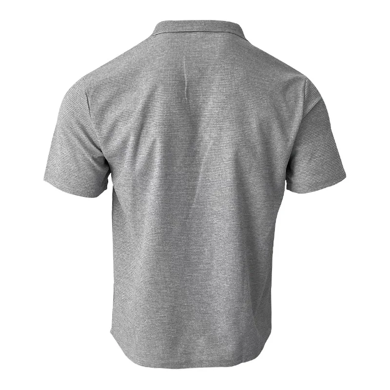 2024 Sommer neue Polo kragen Casual Fashion Herren bekleidung schwere Waffel Kurzarm einfarbig Casual vcollar polos hirt – Detail 35