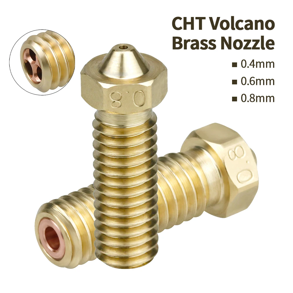 Volcano Brass/Stainless Steel/CHT Nozzle 0.4/0.6/0.8mm for  Sidewinder X2 Genius Vyper 3D Printer Volcano Nozzle 1.75mm Filament