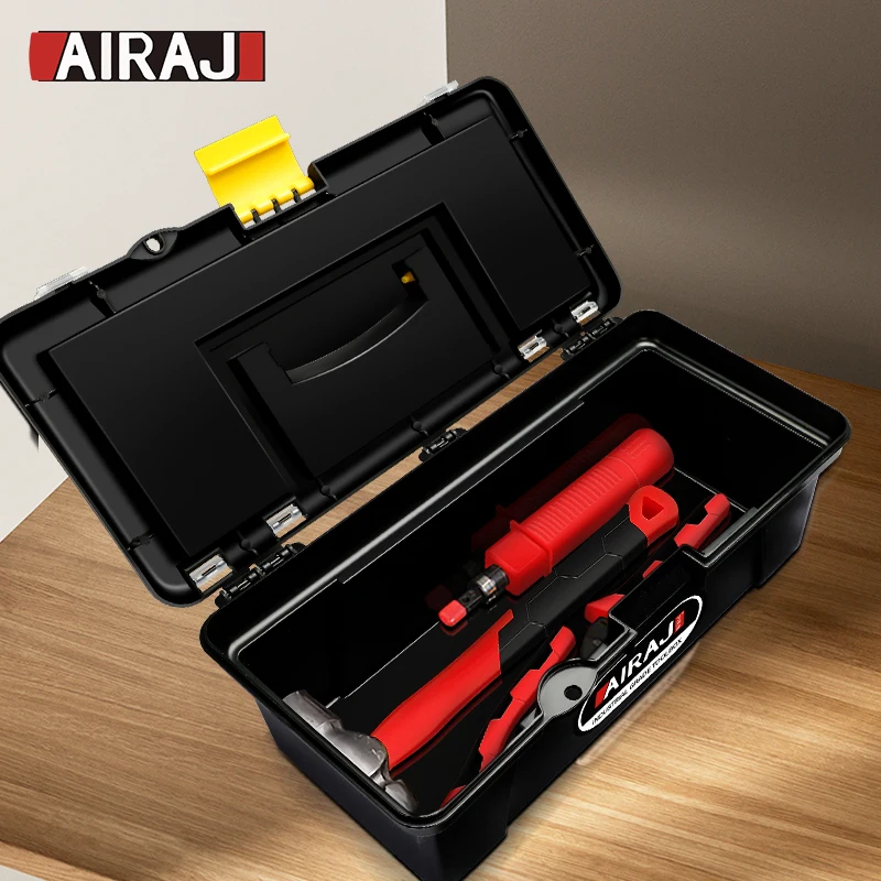 AIRAJ 12Inch Tool Box Hard Case Garage Organizer Complete Toolkit Boxes Feed Pipe Scissors Mechanics Electrician Storage Tools